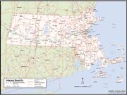 Massachusetts with Counties Wall Map