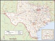 Texas with Counties Wall Map