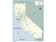 California County Outline Wall Map