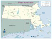 Massachusetts County Outline Wall Map