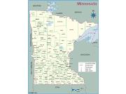 Minnesota County Outline Wall Map