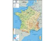 France Physical Wall Map