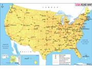USA Road Network Wall Map