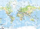 Europe Centered World Physical Map