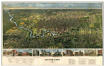 1891 Houston antique wall map
