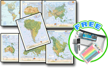 Physical World and Continents Wall Map Bundle by GeoNova