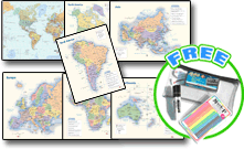 Political World and Continents Wall Map Bundle by GeoNova