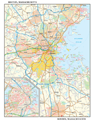 Boston, MA Wall Map
