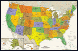 Contemporary USA Wall Map in Spanish