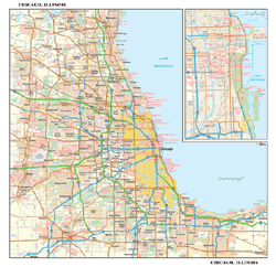 Chicago, IL Wall Map
