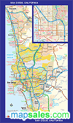 San Diego, CA Wall Map