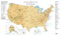 National Park System of the United States Wall Map
