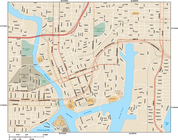 Map Of Downtown Tampa Tampa Downtown Wall Map By Map Resources - Mapsales