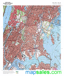 Bronx County, NY Topo Wall Map