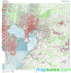 Hillsborough County, FL Topo Wall Map by MarketMAPS