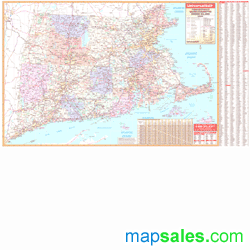 Connecticut/Ri/Massachusetts Wall Map