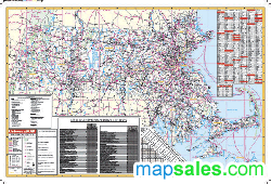 Massachusetts Wall Map