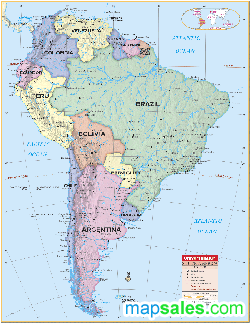 South America Classroom Wall Map