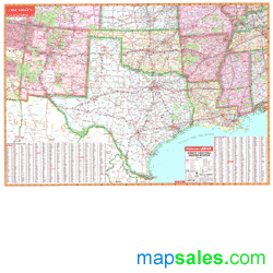 US South/Central Wall Map