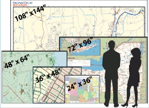 State wall map sizes