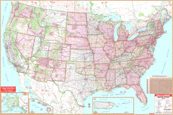 Universal map US wall map