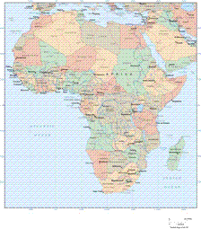 Political Africa wall map