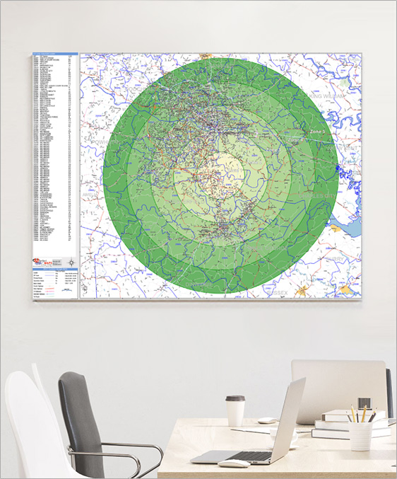 Delivery Zones Wall Map