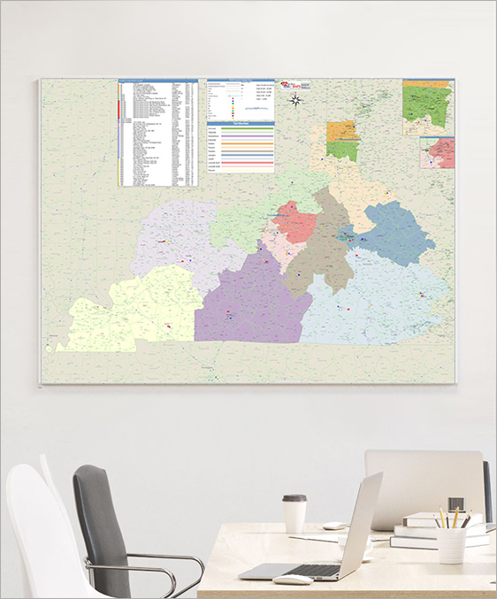 Recruiting Territory Wall Map with Schools