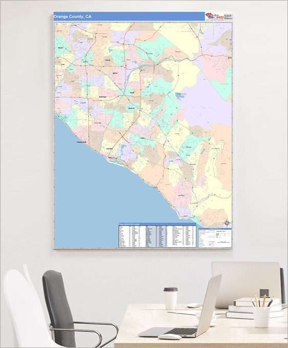 Orange County ZIP Code Wall Map