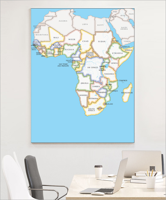 Countries of Africa Wall Map