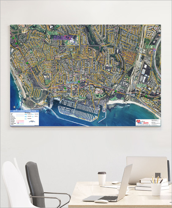 Satellite Wall Map with Highlighted Street Detail