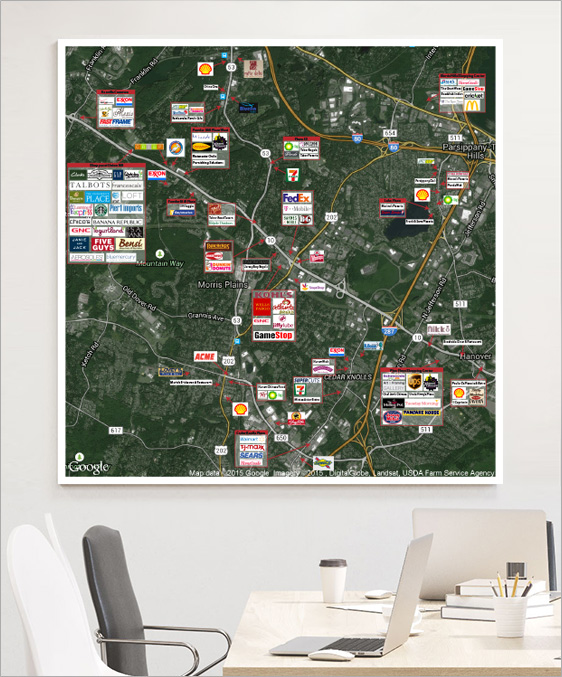 Satellite Wall Map with Logos