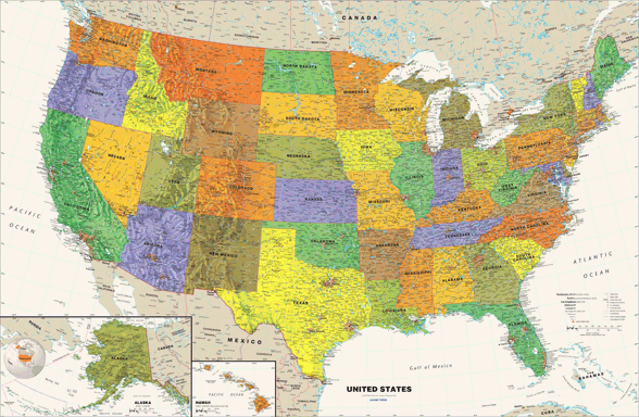 Contemporary USA Wall Map