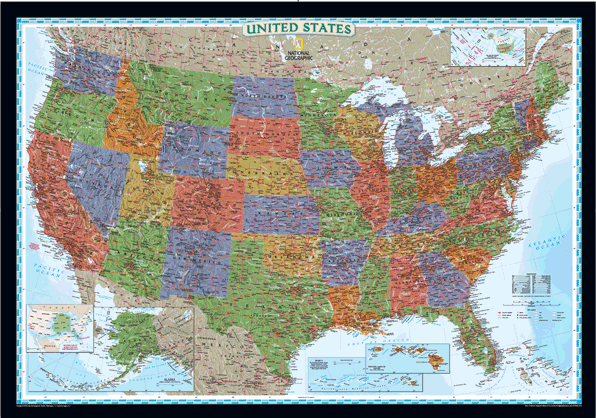 Political USA Wall Map