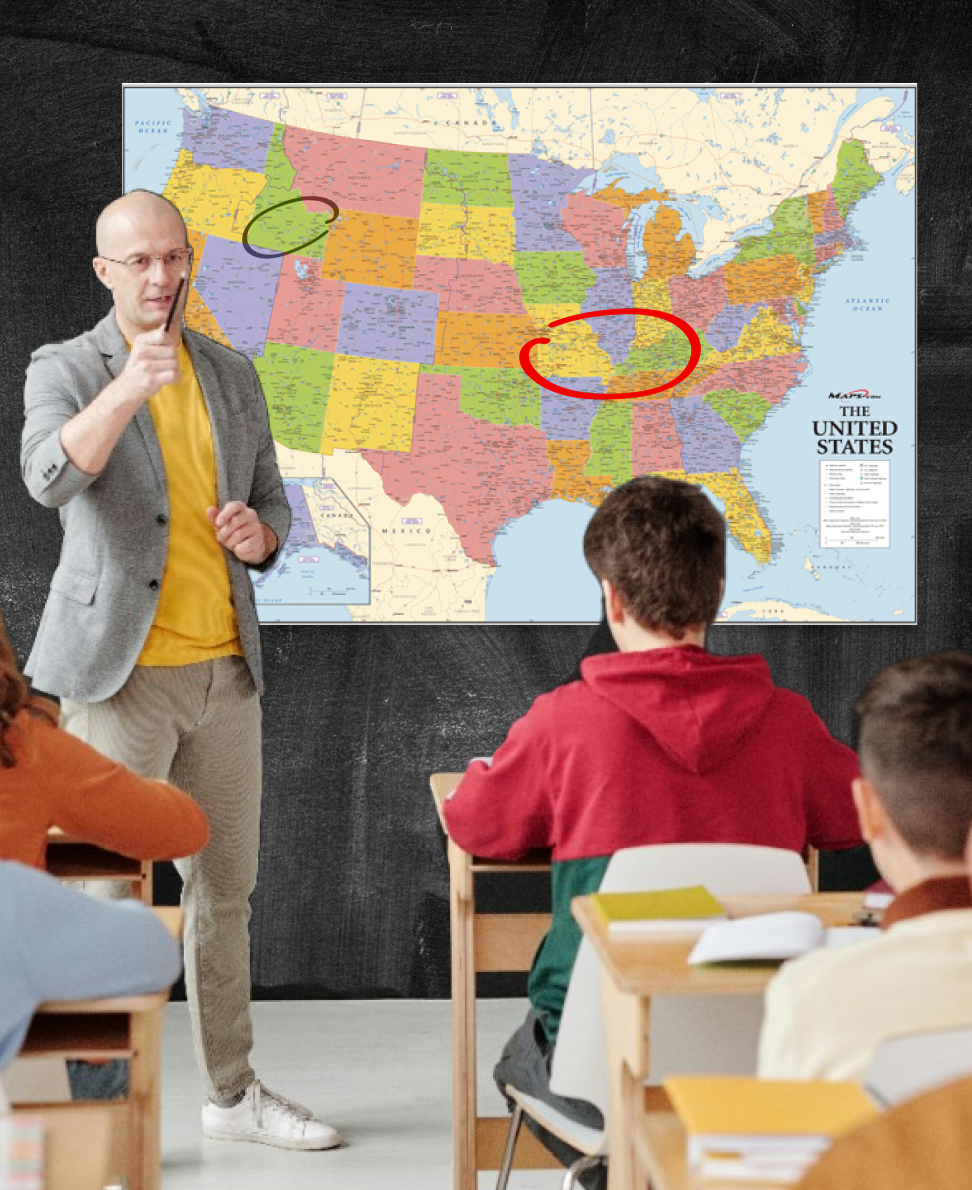 USA Wall Map at School in the Classroom