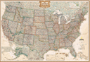 USA Political Wall Map (antique tones)