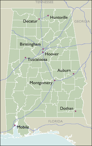 City Wall Maps of Alabama