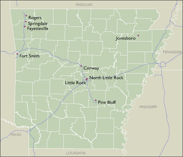 City Wall Maps of Arkansas