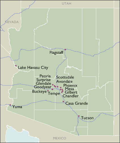 City Wall Maps of Arizona