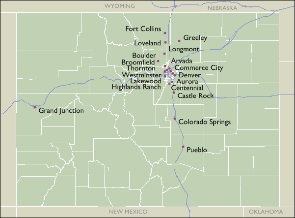 City Wall Maps of Colorado