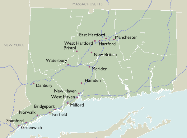 City Wall Maps of Connecticut