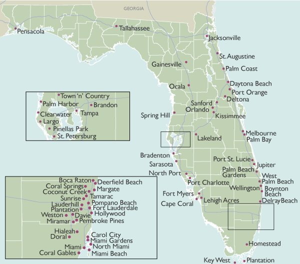 City Wall Maps of Florida