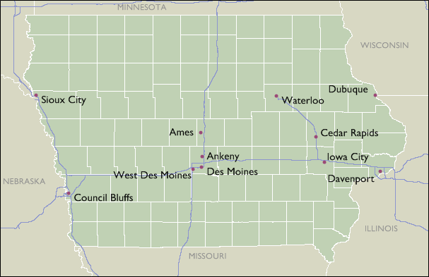 City Wall Maps of Iowa
