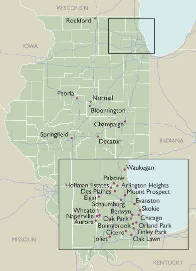 City Wall Maps of Illinois