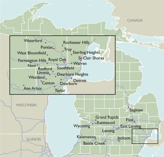 City Wall Maps of Michigan