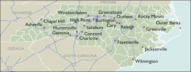 City Wall Maps of North Carolina