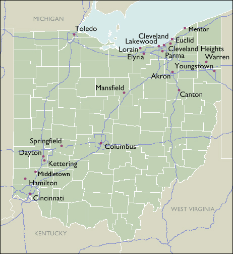 City Wall Maps of Ohio