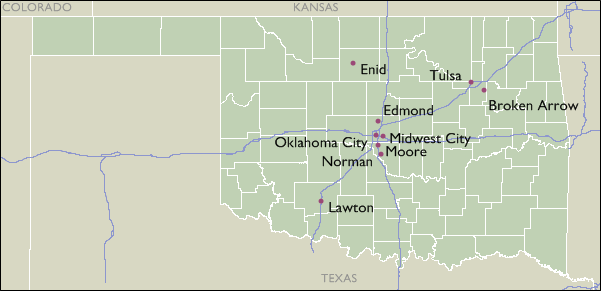 City Wall Maps of Oklahoma