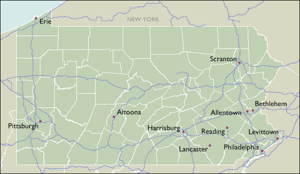 City Wall Maps of Pennsylvania