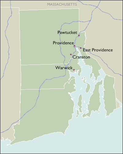 City Wall Maps of Rhode Island